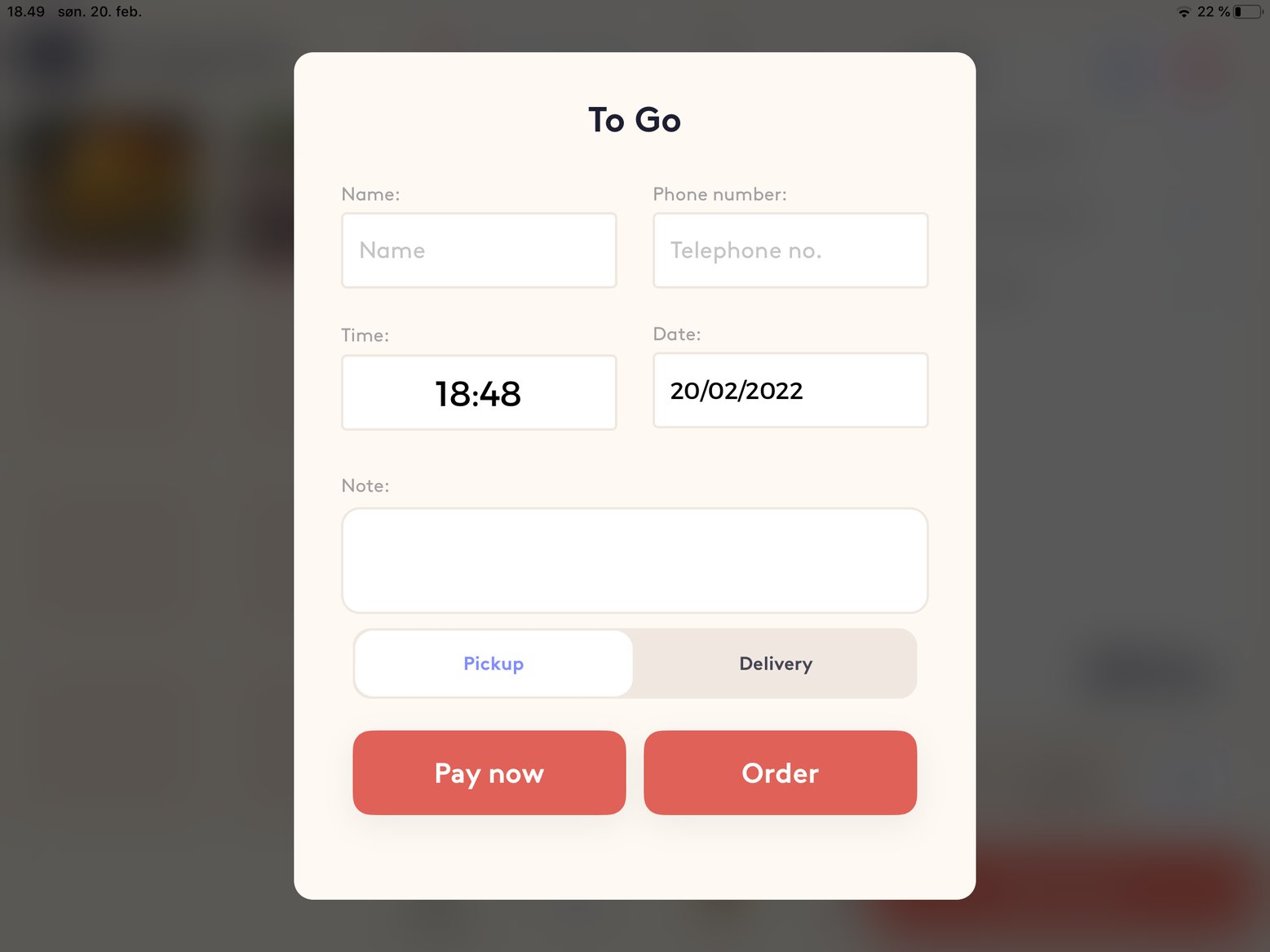 To Go Orders